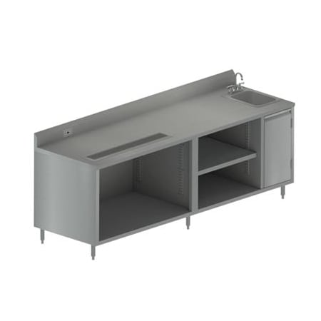Bk Resources Stainless Beverage Table, Sink On Right, 5"Riser Electric Outlet 30X96 BEVT-3096R